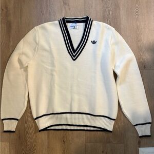Vintage Adidas Sweater | V-Neck Adidas Tennis Sweater
